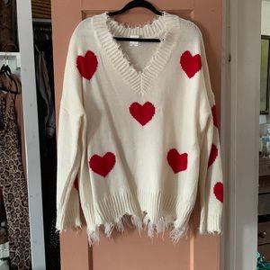 Distressed heart sweater